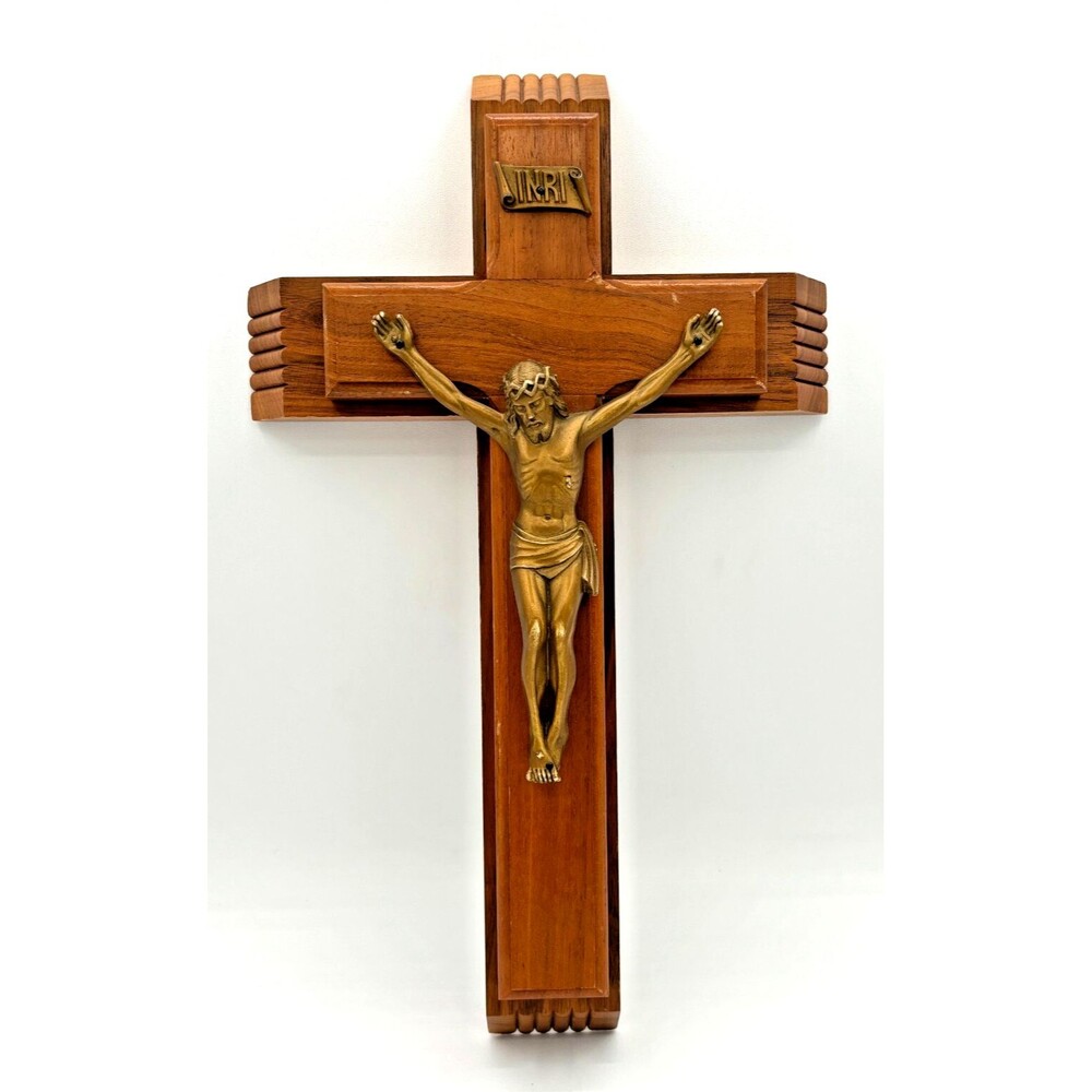 Wooden Crucifix Cross Last Rites Sick Call Candles Holy Water Bottle Vintage EUC